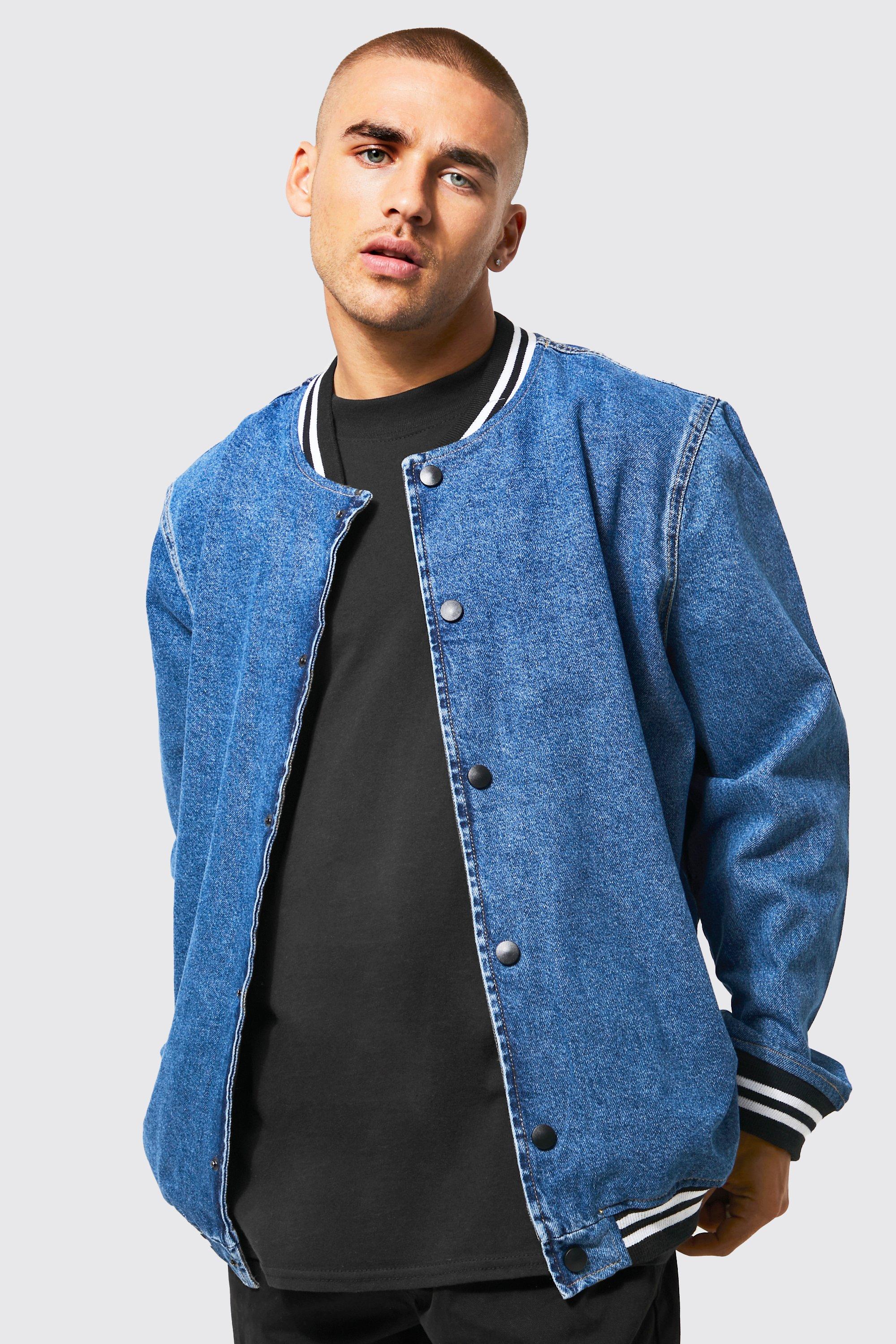 Oversized Denim Bomber Jacket | boohooMAN USA